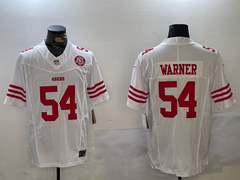 Men San Francisco 49ers 54 Warner White Three generations 2024 Nike Vapor Limited NFL Jersey style 2